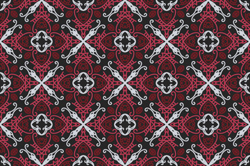 oriental patterns. White, red and black background with Arabic ornaments. Pattern, background and wallpaper for your design. Textile ornament. Vector illustration.