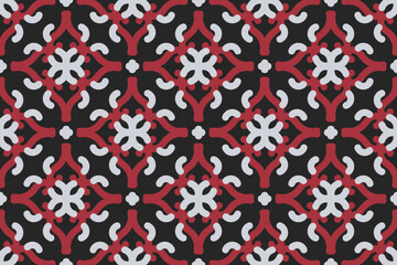 oriental patterns. White, red and black background with Arabic ornaments. Pattern, background and wallpaper for your design. Textile ornament. Vector illustration.