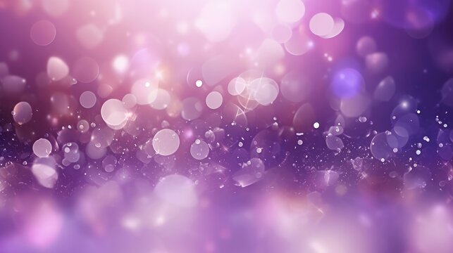 Abstract creative template. Violet lavender purple, glitter glam shiny abstract bokeh background vibrant colours de-focused wallpaper banner.