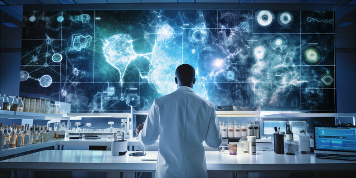 Modern laboratory with dedicated scientists - Powered by Adobe