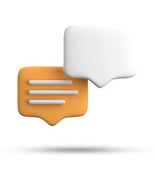 3d rendering of speech bubble with notification icons, 3D pastel yellow blue chat icon set. Set of 3d speak bubble.