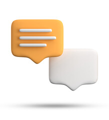 3d rendering of speech bubble with notification icons, 3D pastel yellow blue chat icon set. Set of 3d speak bubble.