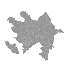 Azerbaijan map with administrative divisions.