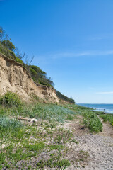 Island Poel on the steep coast to the Baltic Sea. Break-off edge on the slope