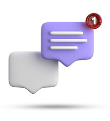 3d rendering of speech bubble with notification icons, 3D pastel yellow blue chat icon set. Set of 3d speak bubble.