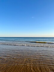 Blue sea horizon, blue sea and blue sky, natural seascape background