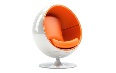 Stunning Spherical Egg Chair With orange cup Isolated on White Transparent Background.