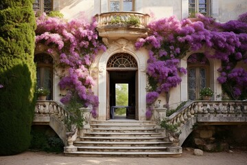 Fototapeta na wymiar The entrance of a Provençal mansion. Generative AI
