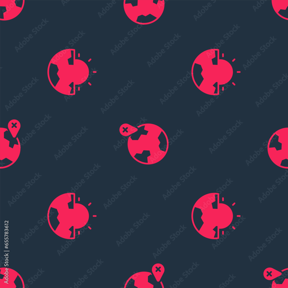 Poster set earth core structure crust and location on the globe on seamless pattern. vector