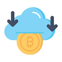 Bitcoin cloud mining vector design in modern style, ready to use icon