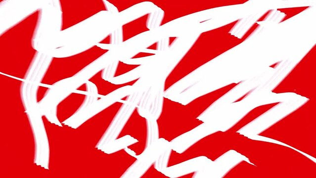 Transition effect of red brush strokes on a white background. 4k quality transition animation