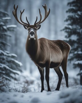Deer in the winter