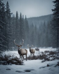 Deer in the winter
