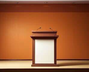 Empty stage with lectern. Great for presentations and designs about politics, public speaking, seminars, conferences, speakers and more. 