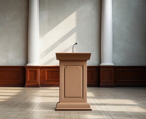 Empty stage with lectern. Great for presentations and designs about politics, public speaking, seminars, conferences, speakers and more. 