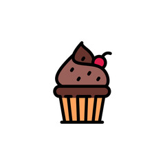 cupcake vector icon. bakery icon filled line style. perfect use for logo, presentation, website, and more. simple modern icon design color line style