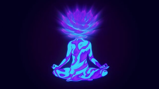looped 3d animation. symbolic image of the opening of the sahasrara. an endless flower where every petal is a slice of reality. psychology, cognition, analysis, meditation