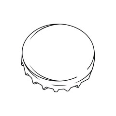 Bottle Cap Outline Icon Illustration on White Background