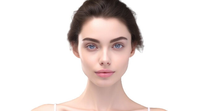 Beauty Woman face Portrait. Beautiful Spa model Girl with Perfect Fresh Clean Skin. Transparent background or PNG file. Generated by AI