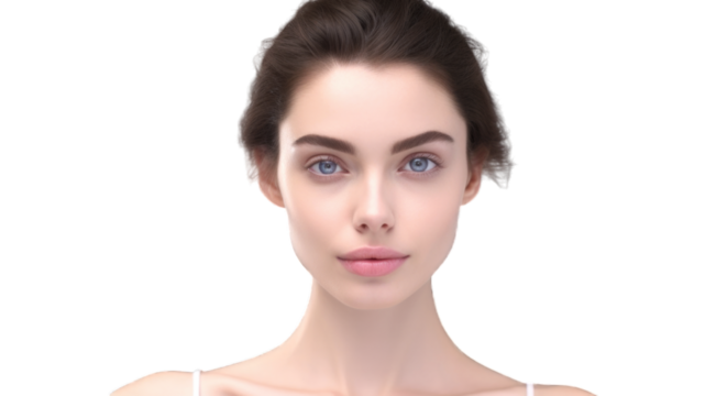 Beauty Woman face Portrait. Beautiful Spa model Girl with Perfect Fresh Clean Skin. Transparent background or PNG file. Generated by AI
