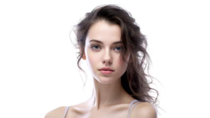 Beauty Woman face Portrait. Beautiful Spa model Girl with Perfect Fresh Clean Skin. Transparent background or PNG file. Generated by AI