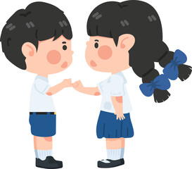 Student kids boy and girl  Pinky Promise  hands