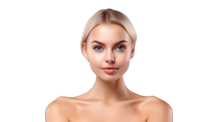 Beauty Woman face Portrait. Beautiful Spa model Girl with Perfect Fresh Clean Skin. Transparent background or PNG file. Generated by AI