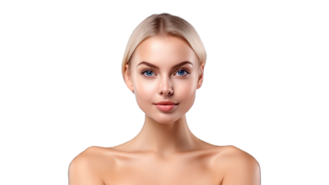 Beauty Woman face Portrait. Beautiful Spa model Girl with Perfect Fresh Clean Skin. Transparent background or PNG file. Generated by AI
