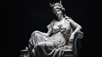Illustration of a Renaissance Marble Statue of Hera She Is the Queen of the Gods the Goddess of Marriage and Marital Hera in Greek Mythology Known as Juno in Roman Mythology - obrazy, fototapety, plakaty