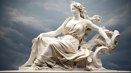 Naklejka premium Illustration of a Renaissance Marble Statue of Nyx She Is the Primordial Goddess and Personification of the Night Nyx in Greek Mythology Is Known as Nox in Roman Mythology