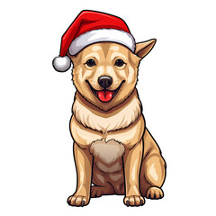 Cute Carolina Dog With Christmas Clipart Illustration