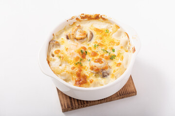 ベビーホタテのマカロニグラタン