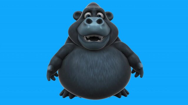 Fun 3D cartoon ape saying hi (with alpha channel included)