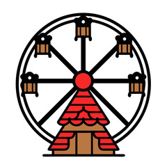 Ferris wheel icon, Simple vector illustration