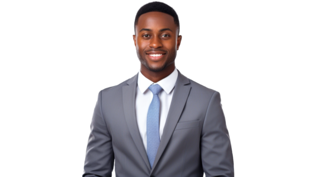 African-american young freelancer businessman student boss. Transparent background or PNG file. Generated by AI - Powered by Adobe