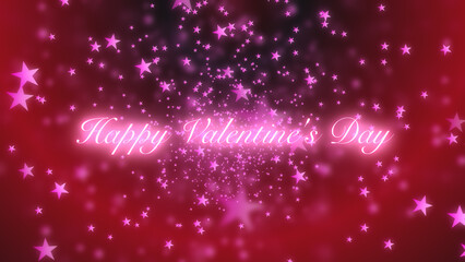 Pink Stars and Happy Valentine&rsquo;s Day greeting on red and black gradation background.