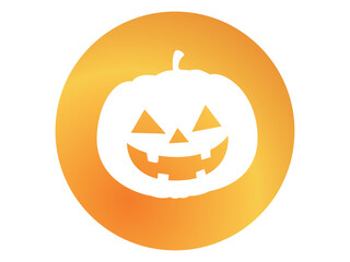 Orange gradient silhouette Halloween holiday pumpkin circle flat icon