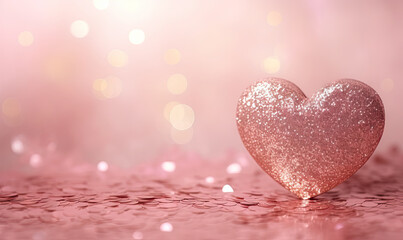 Obraz premium Radiant pink heart floats against a romantic backdrop.