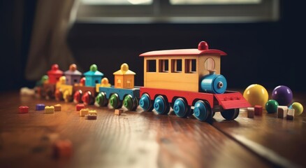 Wooden toy steam locomotive