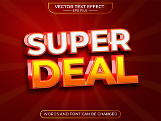 super deal text effect, editable, 3d text. for business promotion. vector template