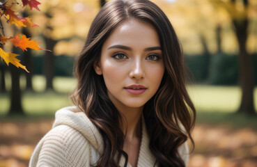 Fototapeta premium Autumn fashion and beauty, attractive girl wearing stylish clothes in the fall