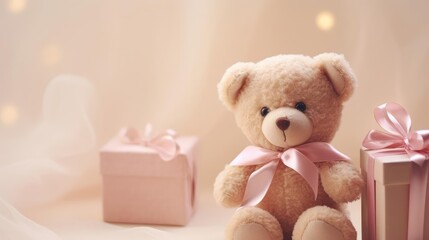 Soft teddy bear with gift box