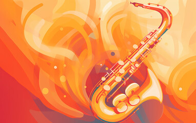 Ilustración de saxofón. Música es vida. - obrazy, fototapety, plakaty