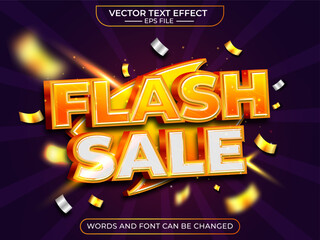 flash sale text effect, editable, 3d text. for business promotion. vector template