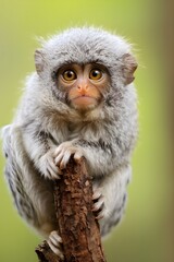 Naklejka premium An endangered and rare Tamarin is curiously looking towards the left in a forest near Unamar, Rio de Janeiro State, Brazil, wildlife photography
