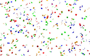 Realistic Golden Confetti and serpentine explosion For The Festival Party Ribbon Blast Carnival Elements Or Birthday Celebration