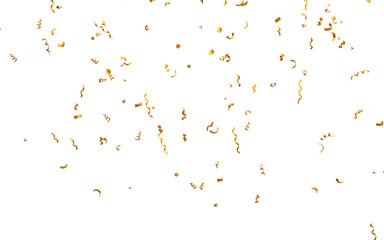 Realistic Golden Confetti and serpentine explosion For The Festival Party Ribbon Blast Carnival Elements Or Birthday Celebration