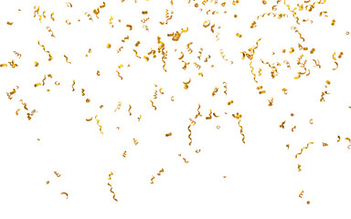 Realistic Golden Confetti and serpentine explosion For The Festival Party Ribbon Blast Carnival Elements Or Birthday Celebration