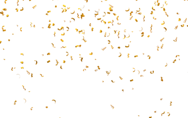 Realistic Golden Confetti and serpentine explosion For The Festival Party Ribbon Blast Carnival Elements Or Birthday Celebration