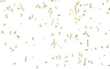 Realistic Golden Confetti and serpentine explosion For The Festival Party Ribbon Blast Carnival Elements Or Birthday Celebration